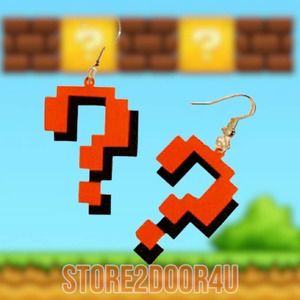 Super Mario Charm Dangle Earrings Games Gaming Console Cute Fun Novelty Jewelry